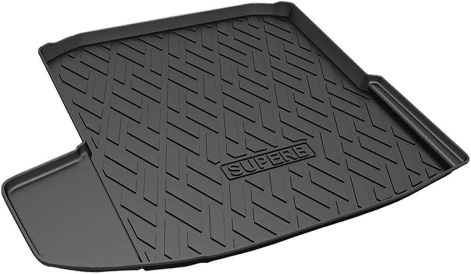 Car Rear Trunk Mat for Skoda Superb 20162020, Black Rubber Boot Liner