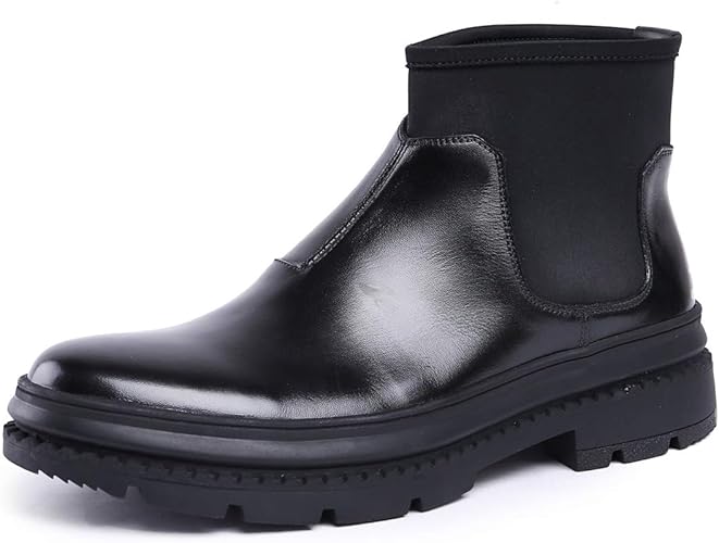 Amazon One Max ビジネスブーツ メンズ サイドゴア 本革 厚底 紳士靴 ショートブーツ 通勤 ブーツ 男 靴 秋冬 防水 防滑 シューズ ブーツ