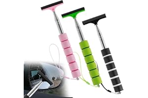 3Pcs Side Mirror Squeegee, Retractable Rearview Mirror Wiper, Snow Brush & Ice Scraper, Portable Vehicle Interior Exterior Ac