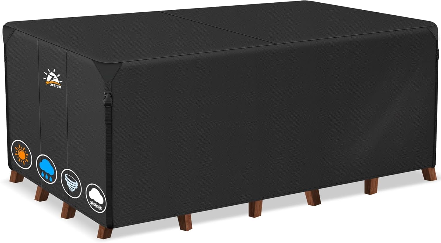 Zettum 200x160x77cm Garden Furniture Covers Rectangular 600D Heavy Duty Oxford Fabric Patio Furniture Cover for Garden Furniture, Outside Table Set Durable Windproof Outdoor Table Covers Waterproof