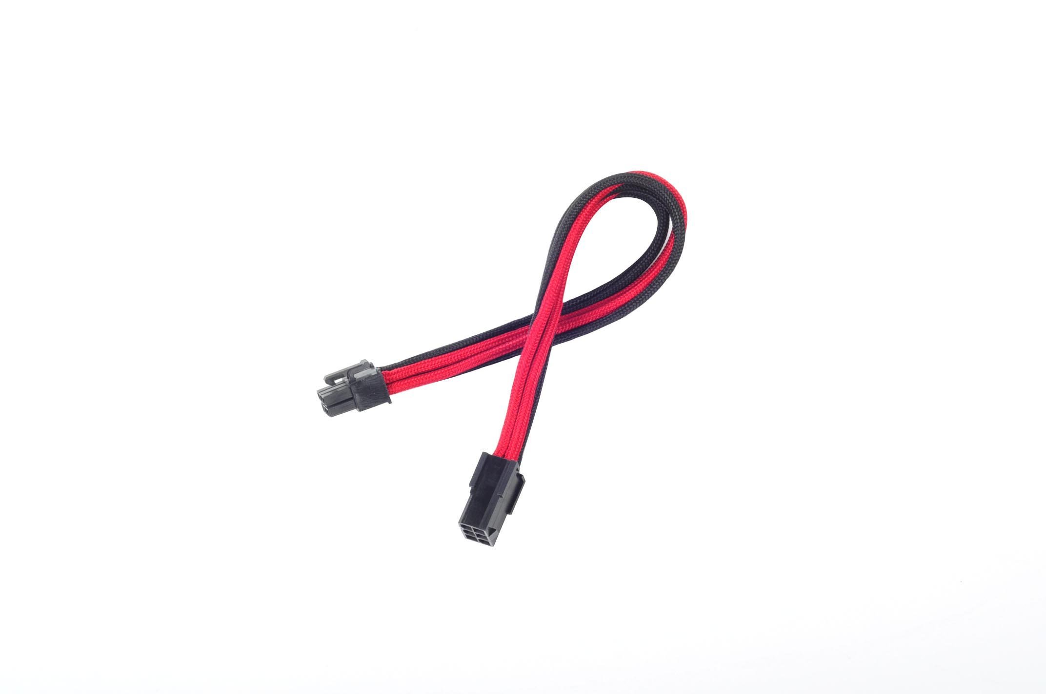 SilverStone SST-PP07-IDE6BR - 25cm 6pin to PCI-E 6pin Sleeved Extention Cable, black red