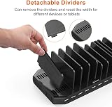 Alxum 60W 10 Port USB Charging Station Fast Charger for Phone Tablet Deep Black view 3