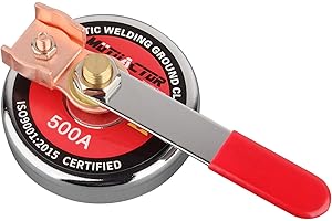 MUTUACTOR 500 AMP Magnetic Welding Ground Clamp, Φ3.34” Strong Gripping Quick Release Magnetic Mount Welding Support Clamp Tools for Welding Cutting Factories Industries Work and Instrument Processing