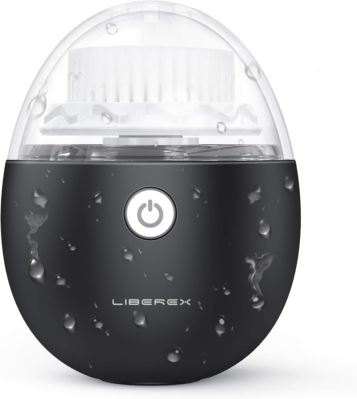 Liberex Vibrating Facial Cleansing Brush - Waterproof Smart Timer Wireless Charging for Face Cleaning, Exfoliating and Massaging, Egg Shape, Black