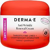 DERMA-E Anti-Wrinkle Renewal Skin Cream, 4 Oz | Lightweight facial moisturizer with retinol, panthenol &amp; vitamin E to smooth &amp; renew skin, helps reduce fine lines &amp; wrinkles
