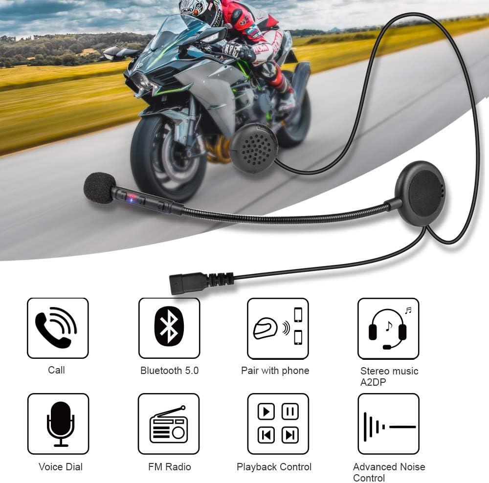 Fodsports F1 Motorcycle Helmet Intercom Headset, Bluetooth 5.0 Headphones Communication Systems, Automatic Answering - Image 4