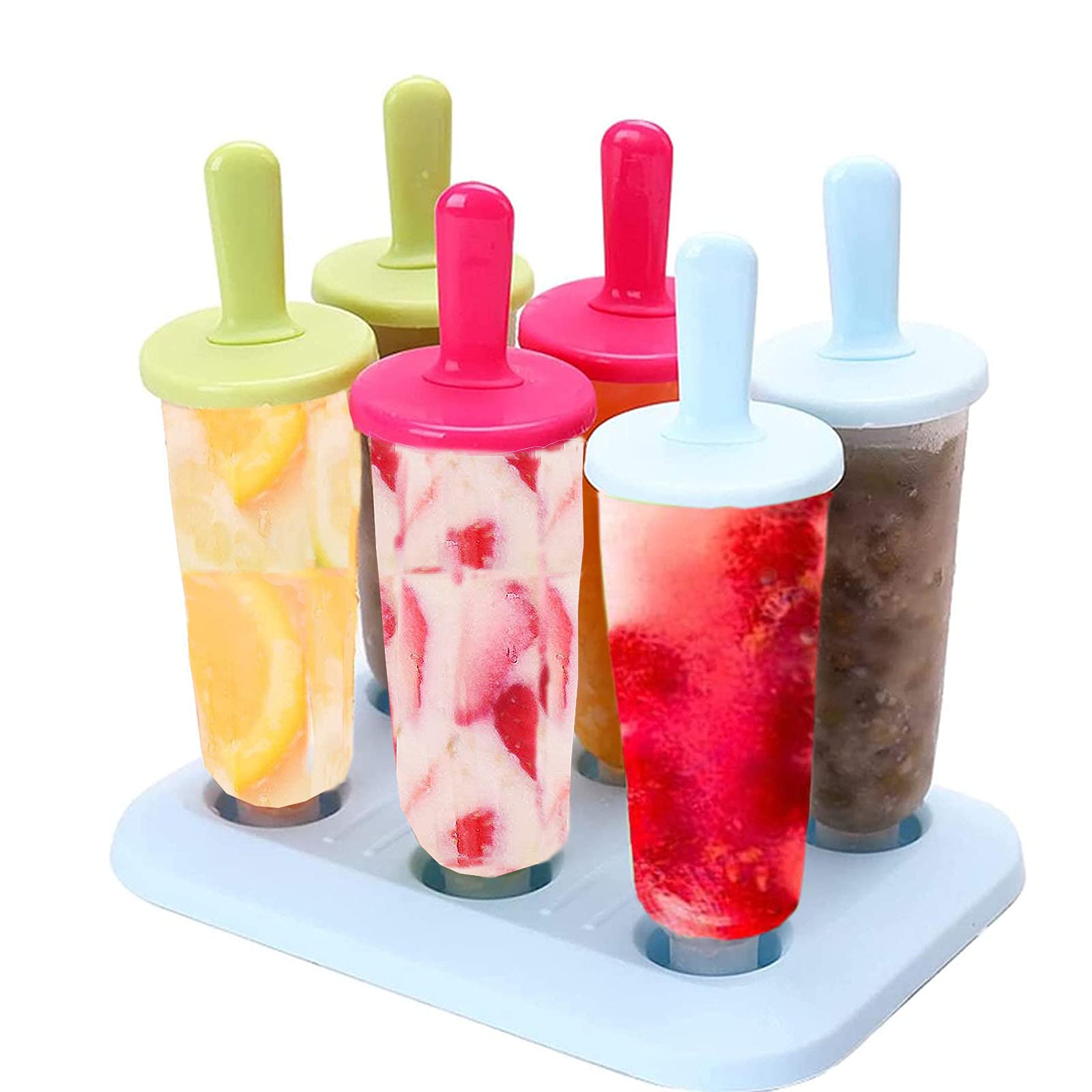 Ice Lolly Moulds Set, Ralaland 6 Pack Popsicle Moulds,Ice Lolly Maker Reusable Silicone DIY Ice Cream Pop Mould for Kids and Adults,Multicolor