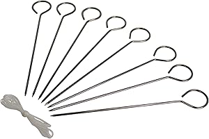 MIRRO 8pc Stainless Steel Poultry and Roast Lacers with String, 6in