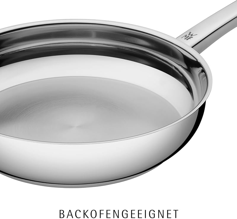 Profi Edelstahlpfanne 20 cm, Bratpfanne Induktion, unbeschichtet, spülmaschinengeeignet, backofenfest bis 250 Grad, für alle Herdarten geeignet, für hohe Temperaturen, tropffrei, ergonomisch