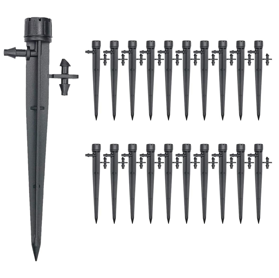 UCLEVER 30Pcs Drip Irrigation Drippers with Coupling Fitting for 4mm / 7mm Tube, 8 Holes Adjustable Drip Emitters Micro Flow Irrigation 360 Degree Watering System for 1/4inch tubing