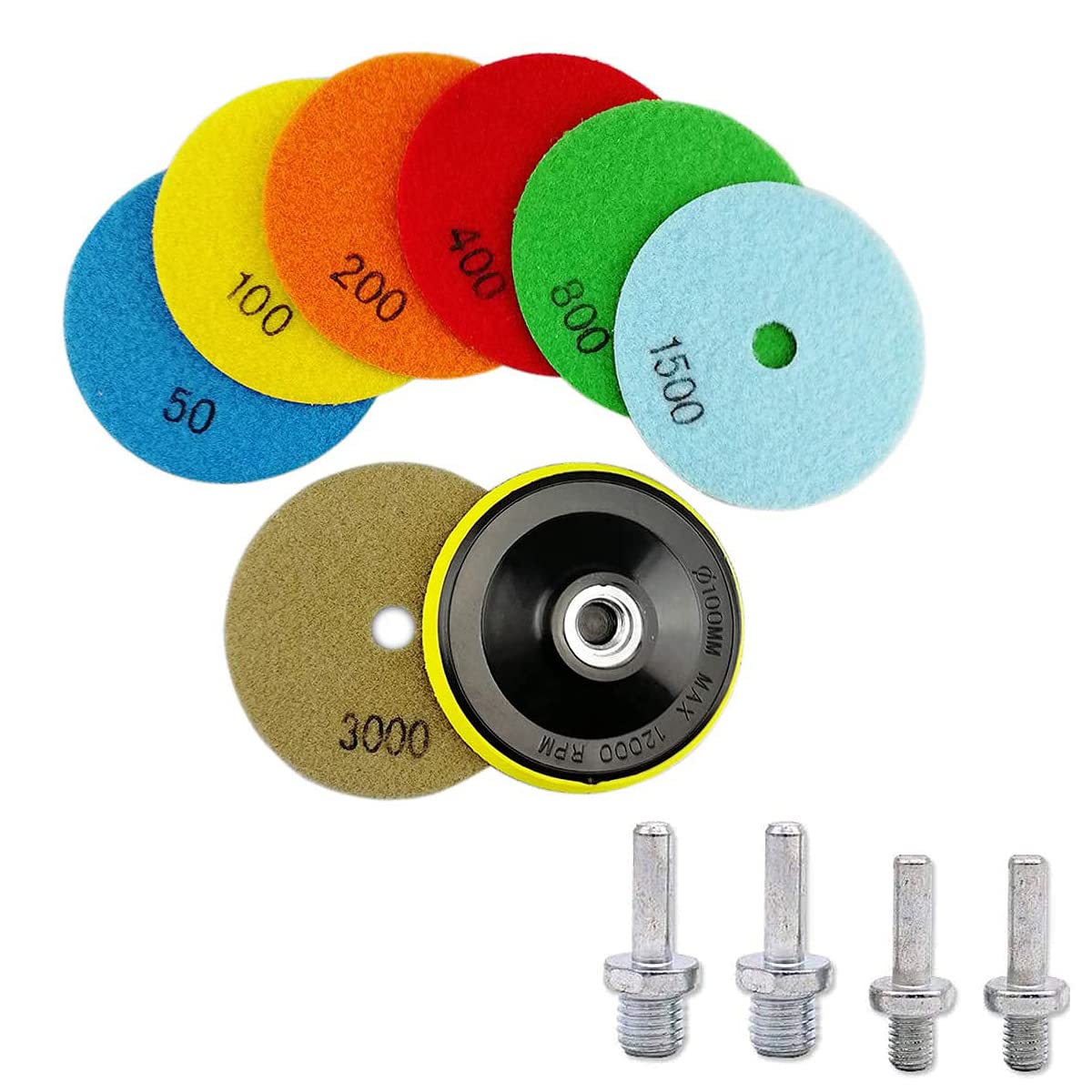 Stone Polishing, Universal M10 Thread Backing Pad, Diamond Polishing Pads Stone Polishing Accessories/Polisher Wheel Disc Grit for Polishing Granite, Marble, Limestone, Travertine, Etc.