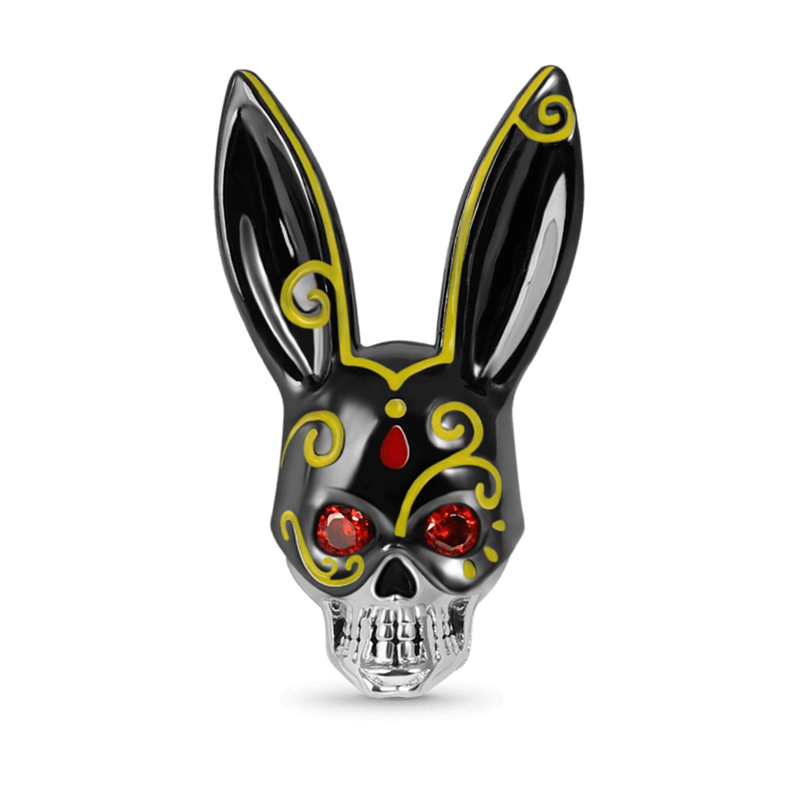 GNOCE Rabbit Skull Charm Bead Sterling Silver Black Plated Charm Bead Fit Bracelet/Necklace for Women Girls Wife Daughter