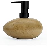 SEICASAYA Ceramic Hand Soap Dispenser, Elegant Liquid Soap Dispenser for Bathroom Countertop, Heavy & Sturdy Dish Wash SoapDispenser for Kitchen (Stone Shape)