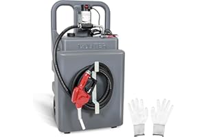 LAPPPLSP 32 Gallon Diesel Fuel Caddy Tank with Pump, Portable Diesel Fuel Tank On-Wheels with 12V 10GPM Electric Transfer Pump, Auto Fueling Nozzle, Grey