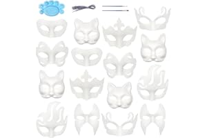 Qavctw DIY White Masks Paper Cosplay Party Mask Unpainted Plain Craft Masquerade Masks for Christmas Mardi Gras Party