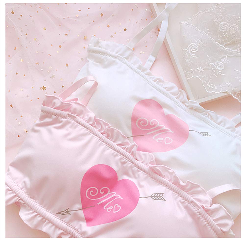 YOMORIO Girls Cute Bra and Panty Set Lolita Anime Cosplay Lingerie Kawaii Japanese Underwear (White)