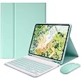 AnMengXinLing Keyboard Case for iPad Air 13 Inch (M3 2025/M2 2024)/Pro 12.9 6th/5th/4th Generation with Mouse Pencil Holder, Magnetically Detachable Keyboard Mouse, Green