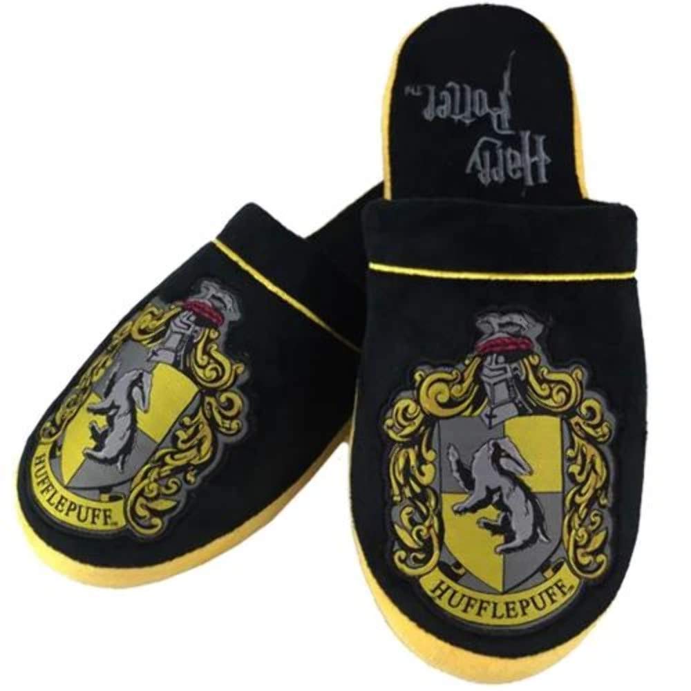 Harry Potter Men's Harry_potter_hufflepuff_slippers Slippers, Black Yellow, 8 10 UK