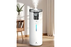 LACIDOLL Humidifier Large Room, 4.2 Gal/16L Large Humidifier for 1500 sq.ft, 360° Nozzles Cool Mist Ultrasonic, Top Fill Tower Humidifiers for Bedroom Office Plant wholehouse with Extension Tube, Night Light