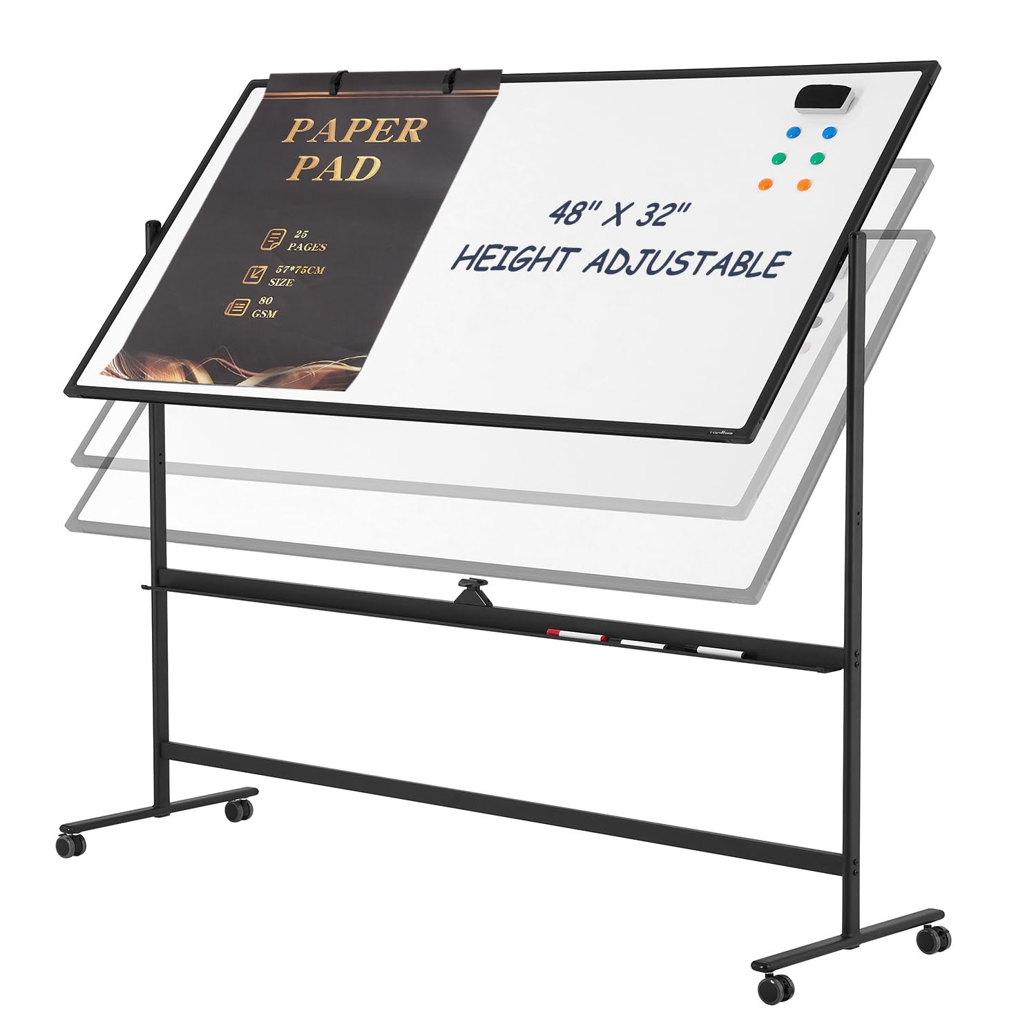 Dry Erase Whiteboard Easel on Wheels - TANKEE 48" x