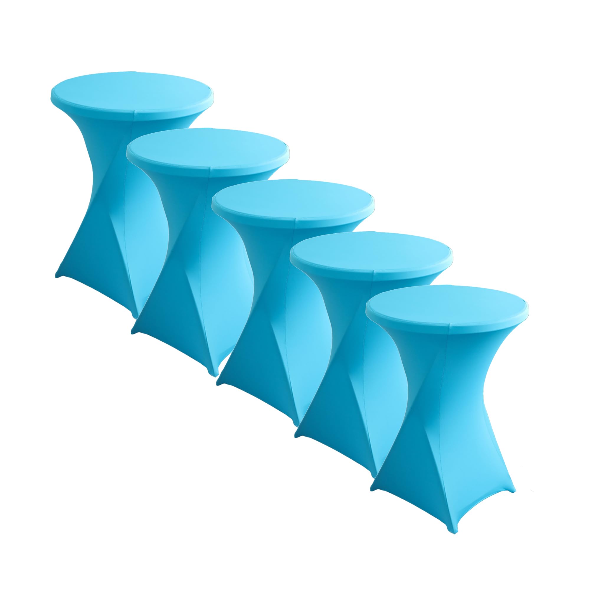 iEventStar Stretch Bar Table Covers, Spandex Bar Table Covers, Bar Tables, Wedding Round Tablecloth for Bistro Table, Cocktail Party (Blue Lake, Set of 5, Diameter 80-85 cm)