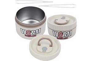 VKVXCLON 2Pcs Live Bait Storage,Fishing Bait Container, Stainless Steel Worm Storage Box, Nightcrawler Box, Bait Tank, Compact and Durable,Small and Portable, Keeps Bait Fresh and Alive