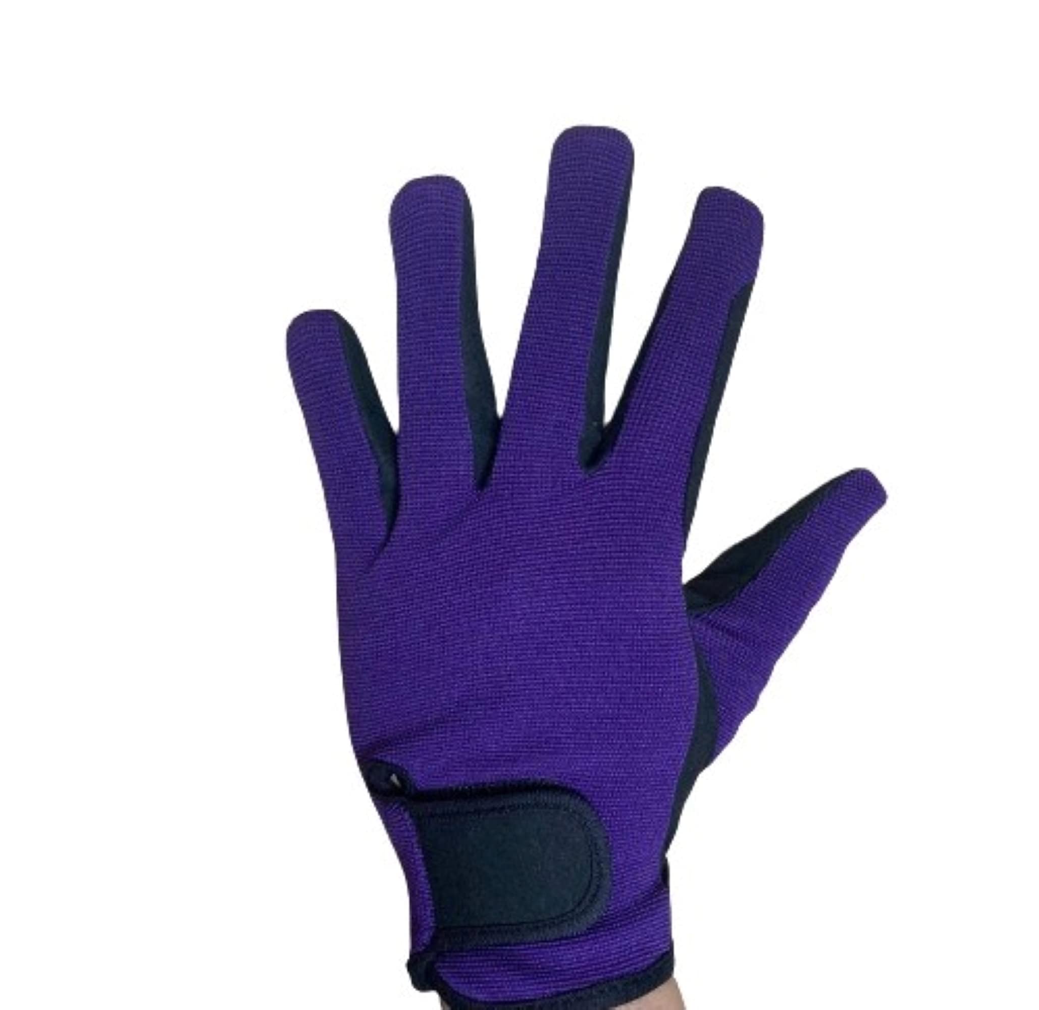 mustang eq Ladies Equestrian Gloves All Weather Outdoor Sports Gloves Horse Riding (Medium, Purple)