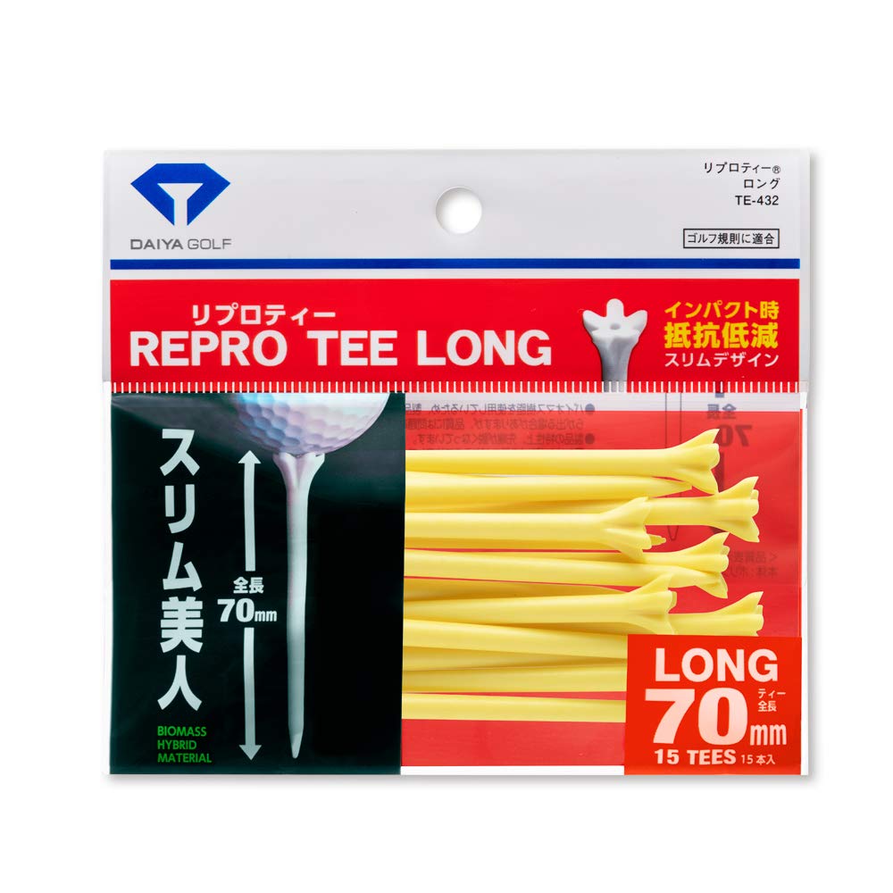 ダイヤゴルフ(DAIYA GOLF) ゴルフティー リプロティーロング イエロー TE-432 全長70mm 15本入り商品画像