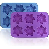 Silicone Snowflake Molds, FineGood 2 Pack Cake Pans Cookie Trays Handmade Soap Making Moulds, Also for Chocolate Pudding Jell