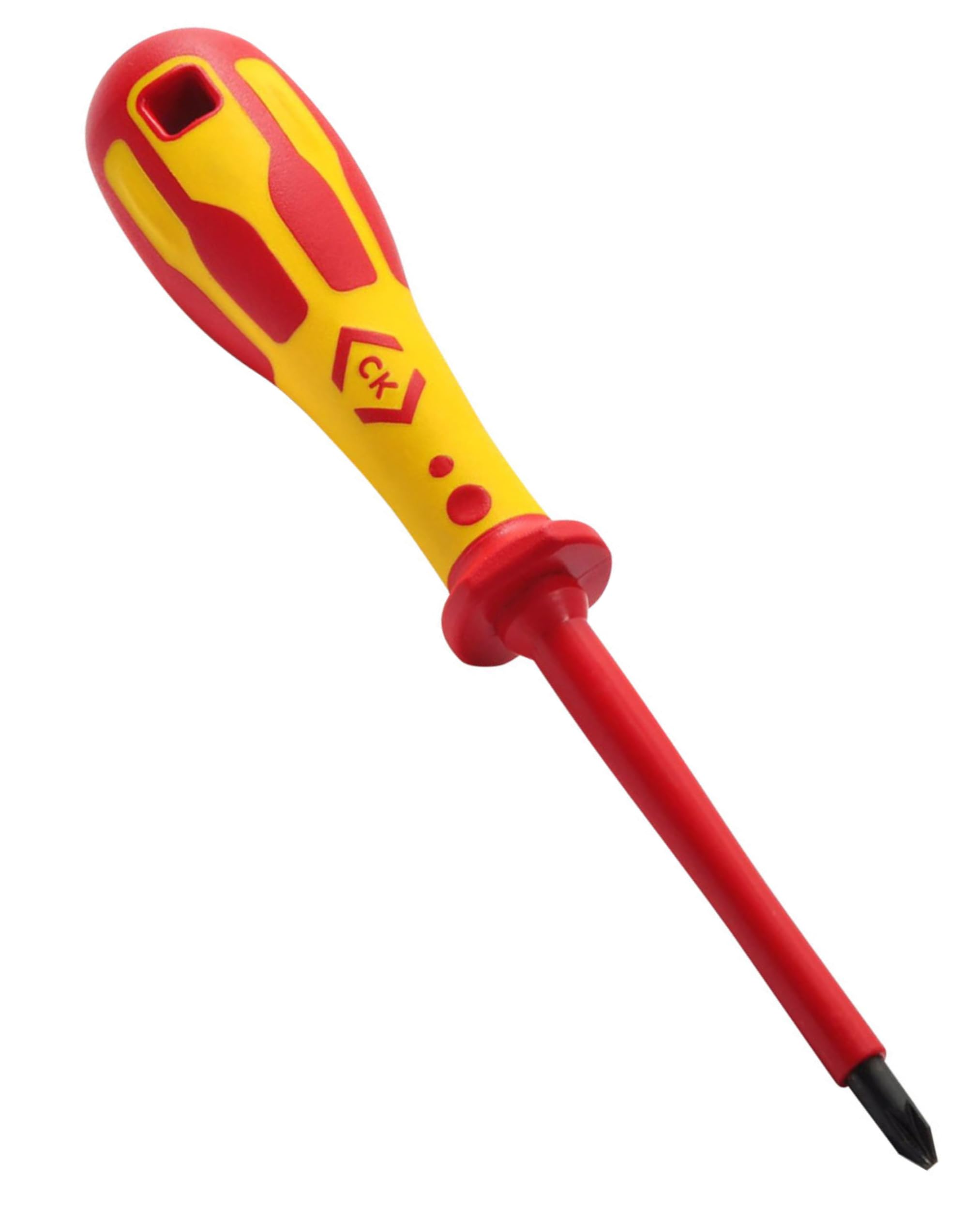 C.K Dextro VDE Pozidriv Screwdriver PZ2 x 100mm, Insulated Screwdrivers for Electricians, Tested to 10,000v, Gripping Precision Tip, Pozi Heavy Duty Screw Driver Electrician, Hand Tools, T49143-2