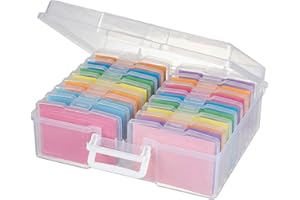 novelinks Transparent 4" x 6" Photo Cases and Clear Craft Keeper with Handle, 16 Inner Photo Organizers & Photo Storage Box, Plastic Photo Storage Containers (Clear)