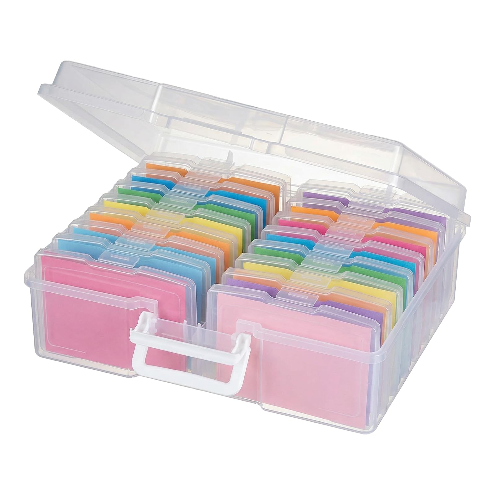 Photo 1 of **NON FUNCTIONAL** novelinks Transparent 4" x 6" Photo Cases and Clear Craft Keeper with Handle, 16 Inner Photo Organizers & Photo Storage Box, Plastic Photo Storage Containers (Clear)