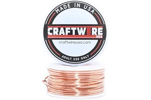CRAFTWIRE USA Solid Bare Copper Wire Round, Bright, Dead Soft, 50 Feet 18 Gauge (Choose 25 to 100 Ft., 10 to 30 Ga.)