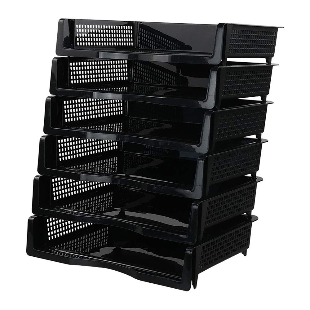 Gitany 6-tier Desk Trays A4 Stackable, Black Letter Tray Organiser