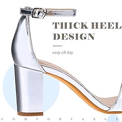Ankis Silver Heels for Women Chunky - Open Toe