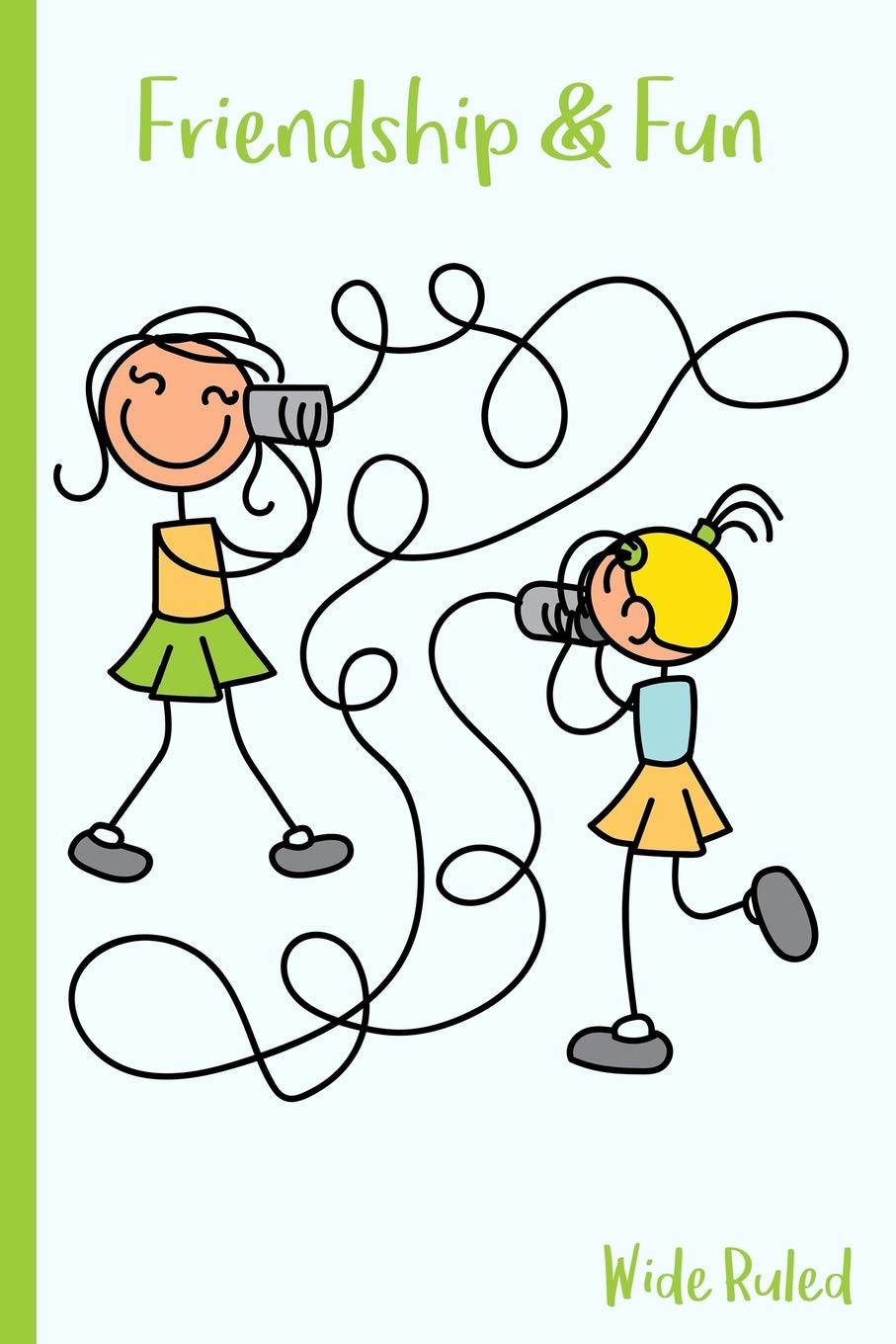 Friendship Fun Wide Ruled Stick Figure Girls Talking On String