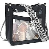 LOXOMU Clear Crossbody Bag - Stadium Approved Clear Purse with Guitar Strap for Events, Concerts