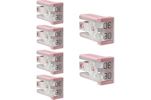 Sbulhia 6 PCS Mini Slotted Automotive Box Shaped Cartridge Fuse Kit, 30A 32V Low-Profile Slotted Micro Fuses Replacement, Car