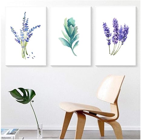 Amazon Co Jp 春緑植物紫ラベンダー葉花キャンバス絵画プリントポスター画像壁現代のミニマルな家の寝室の装飾 フレームなし 60 90センチ ホーム キッチン