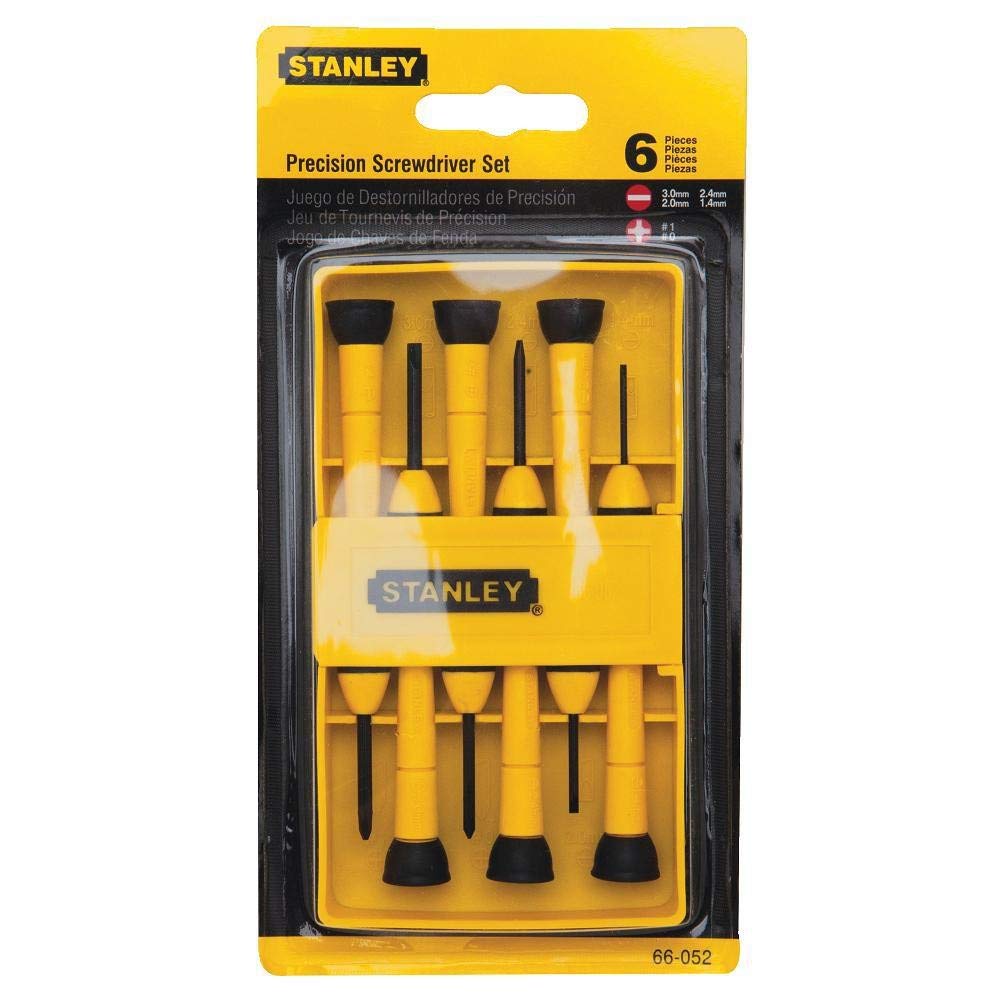 Stanley 6-Piece Precision Screwdriver Set, Black/Yellow, Black,yellow, 3" x 5"