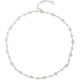 14K Gold Plated Opal & Pearls Necklaces for Women, Natural Freshwater Pearls Pendant for Mother, Dainty Opal Jewelry Chain for Women Her (Opal&Pearls)