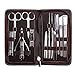Queentools Stainless Steel Nail Manicure Set of 15 Nail Kit Pedicure Tools with a Brown PU Leather Case