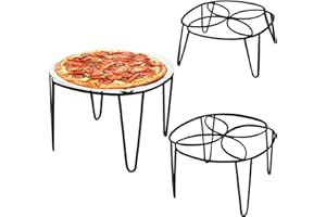 Covzoe Set of 3 Pizza Stand Holders, Heavy Duty Metal Wire Pizza Tray Riser, Tabletop Pizza Display Rack, Petal Shaped Design Food Serving Stand for Home Restaurant Party, 3 Size