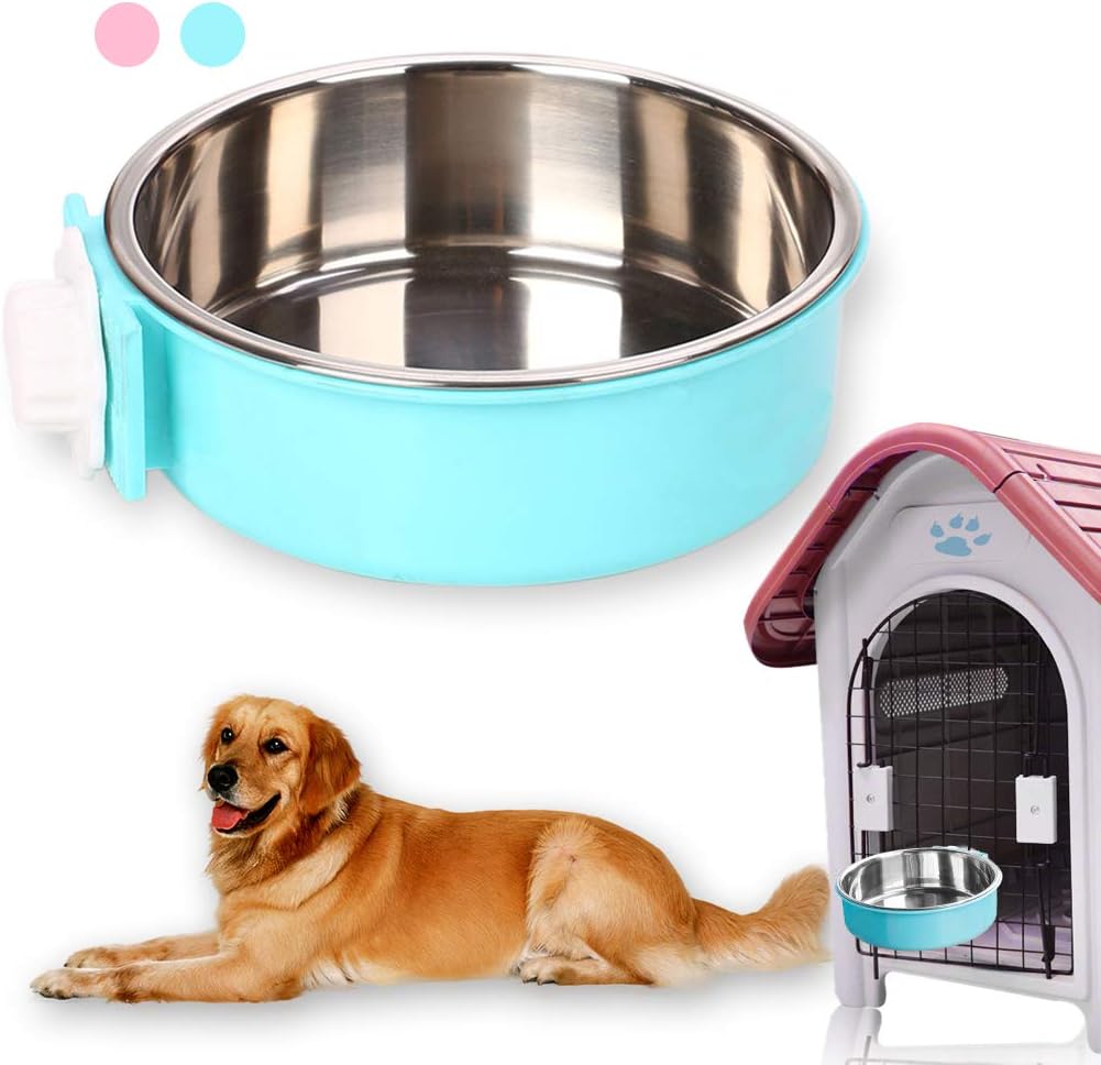 Dog Hanging Bowl 2-in-1 Removable Stainless Steel Food Hanging Bowl for Puppy/Cat