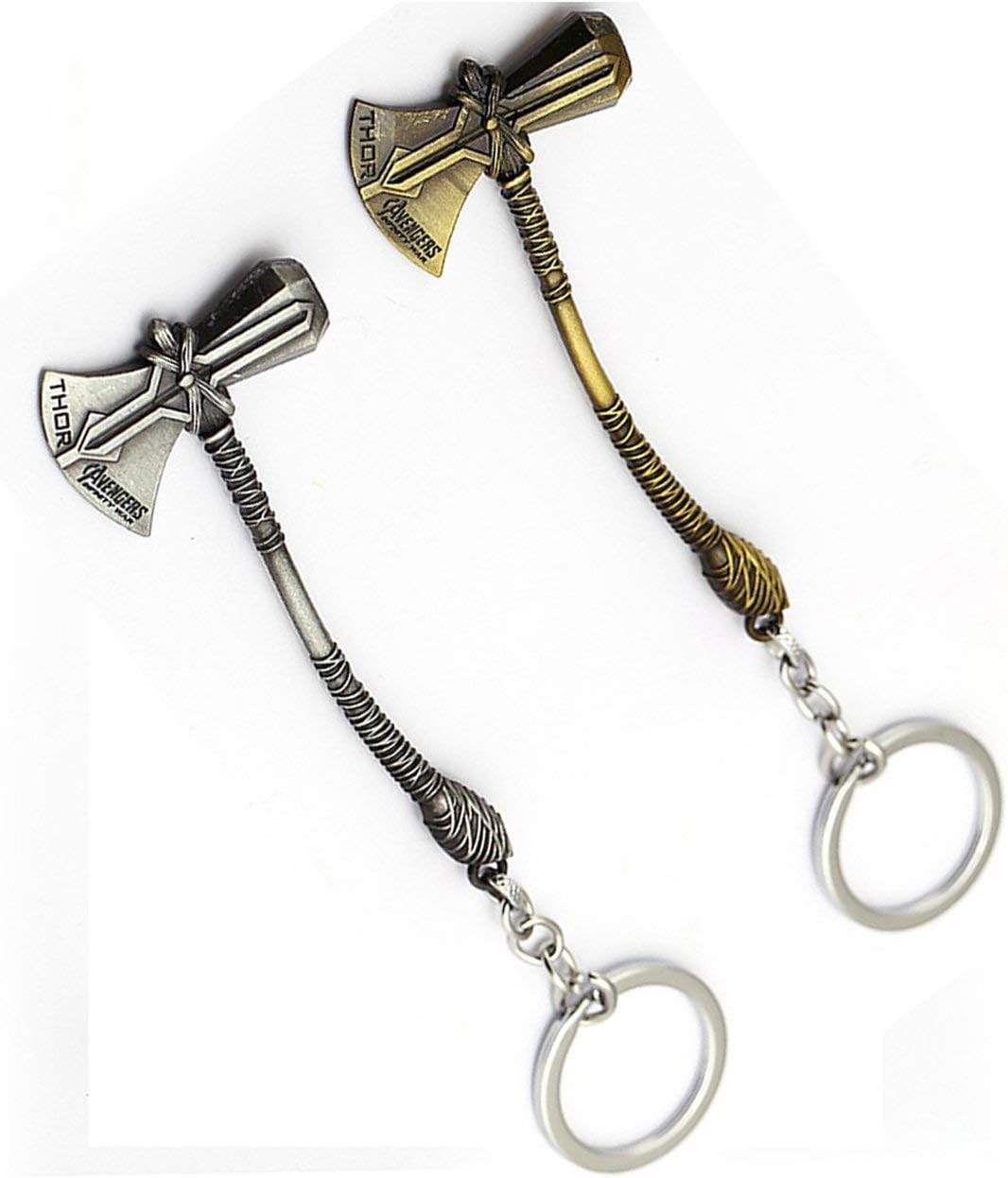 MAM Creations Marvel Avengers Infinity War Thor Axe-Hammer Stormbreaker Metal Multicolour Keychain and Keyring-Bikes, Cars, Bags, Home, Cycle for Men and Women (Pack of 2)