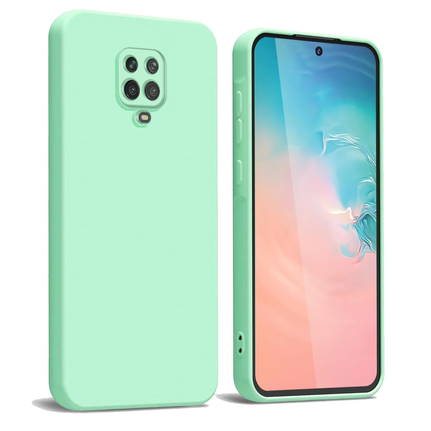WBWONE Case for Xiaomi Redmi Note 9S / Redmi Note 9 Pro, Slim Non-Slip Flexible Soft TPU Protective Shock Absorption Cover Soft Lining Phone Shell Bumper - Light Green