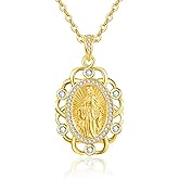 AENEAS Virgin Mary Necklace for Women Sterling Silver Virgen de Guadalupe Pendant Necklace Medalla de la Virgen Milagrosa Miraculous Medal Gift Jewelry for Her Mom Wife Birthday Christmas