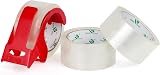 BOMEI PACK 3 Rolls Clear Box Tape 48mm x 66m with 2" Red Dispenser view 7