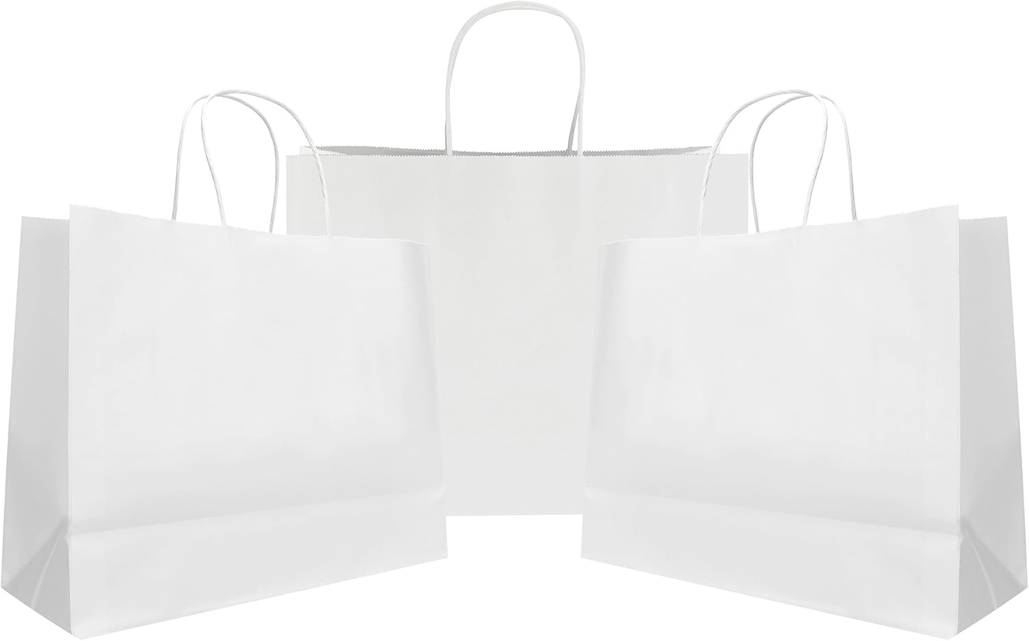 Pack of 24 Large White Kraft Paper Carrier Bags with Reinforced Twisted Handles (32 x 11 x 25cm / 12.6 x 4.3 x 9.8 inches) -FiveSeasonStuff