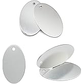 StayMax Oval Stamping Blanks with Hole Aluminum Blank Tags 25 Pack (Silver)